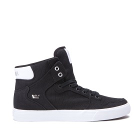 Supra Mens VAIDER Black/Silver/white High Top Shoes | CA-13875